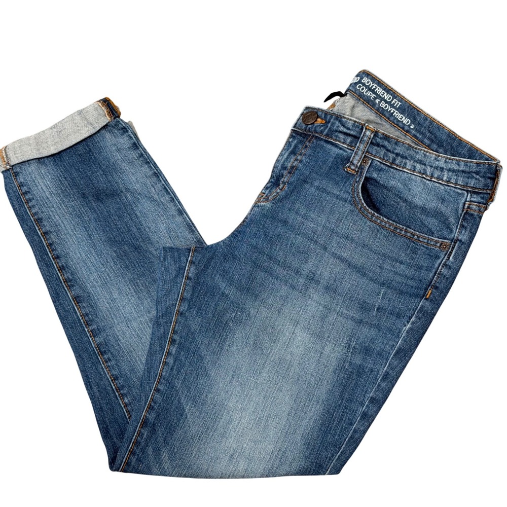 GAP Boyfriend Fit Medium Wash Denim Jean (12/31) Slim Straight Fit Rolled Cuff